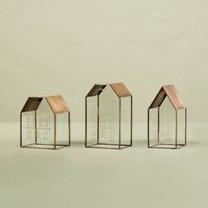 Hearth & Hand Magnolia Decorative Glass Houses House Set (Pack of 3) Christmas
